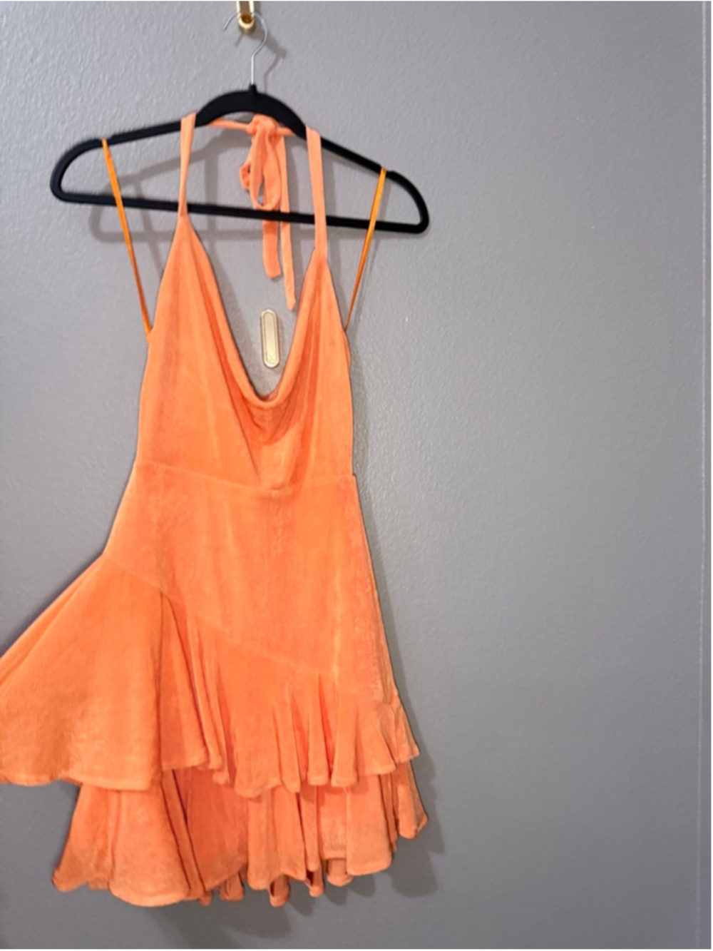 Women's Saints + Secrets Orange tiered halter Mini Dress S - Picture 4 of 9